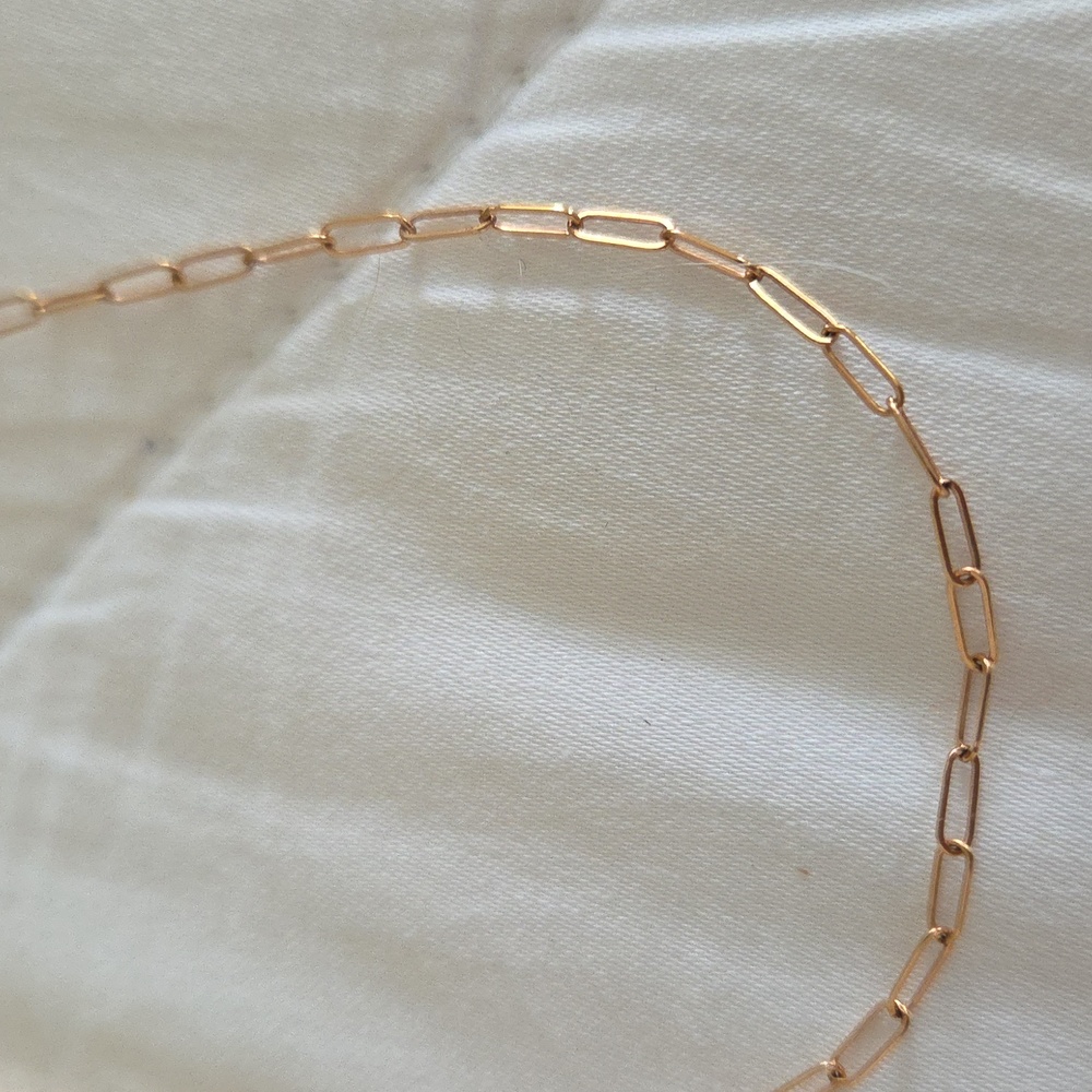 14" Thin Paperclip Necklace, Rose Gold Fill - Picture 2 of 5